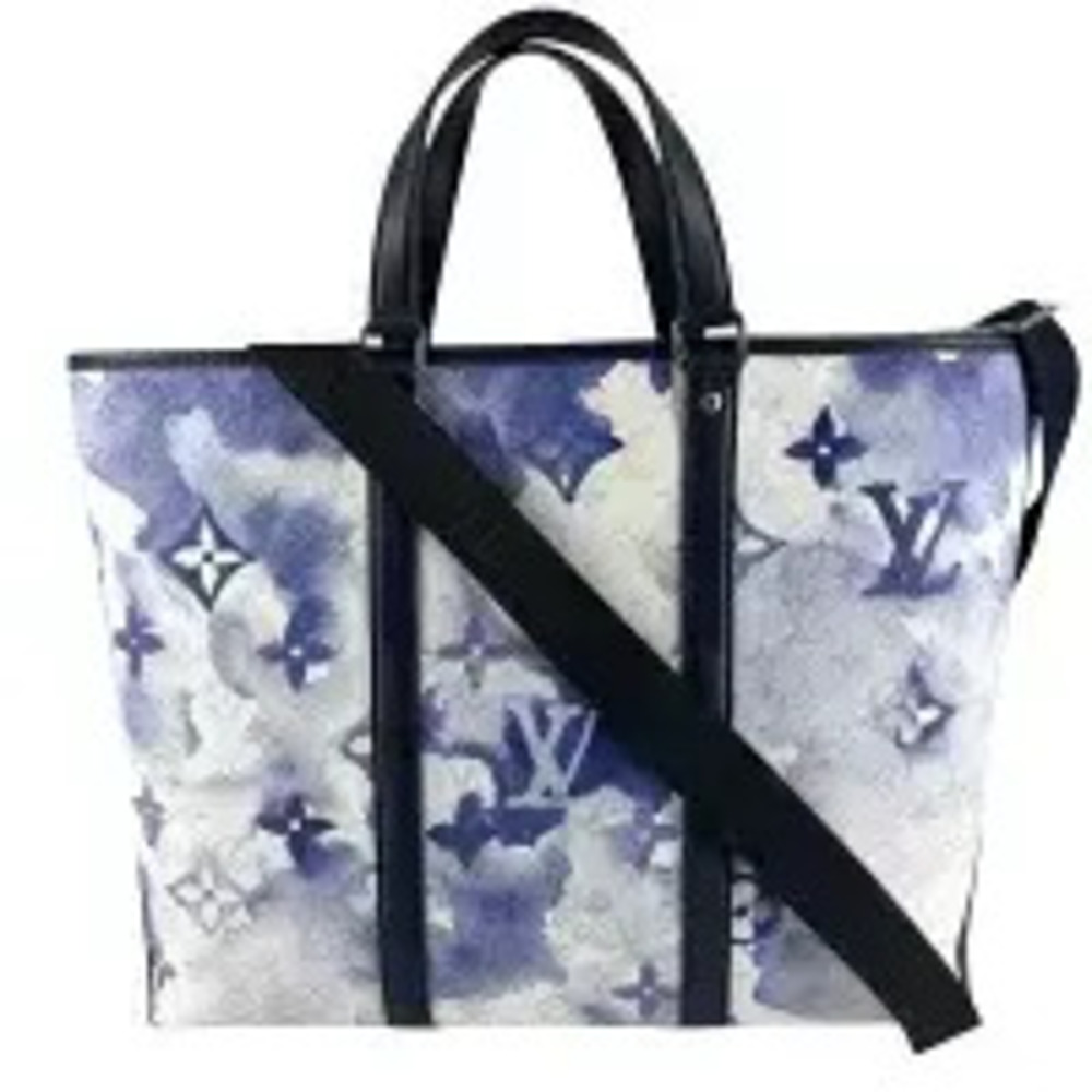 Louis Vuitton Monogram Watercolor Weekend Tote 2Way Crossbody Bag Canvas Blue